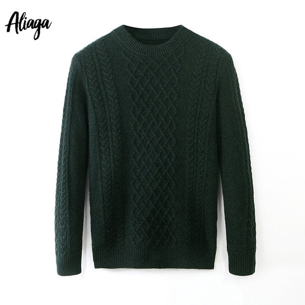Winter Thick Warm 100% Goat Cashmere Sweater Men Brand Pullover Sweater Rib Knit Fashion Korean Streetwear Plus Size Jumpers